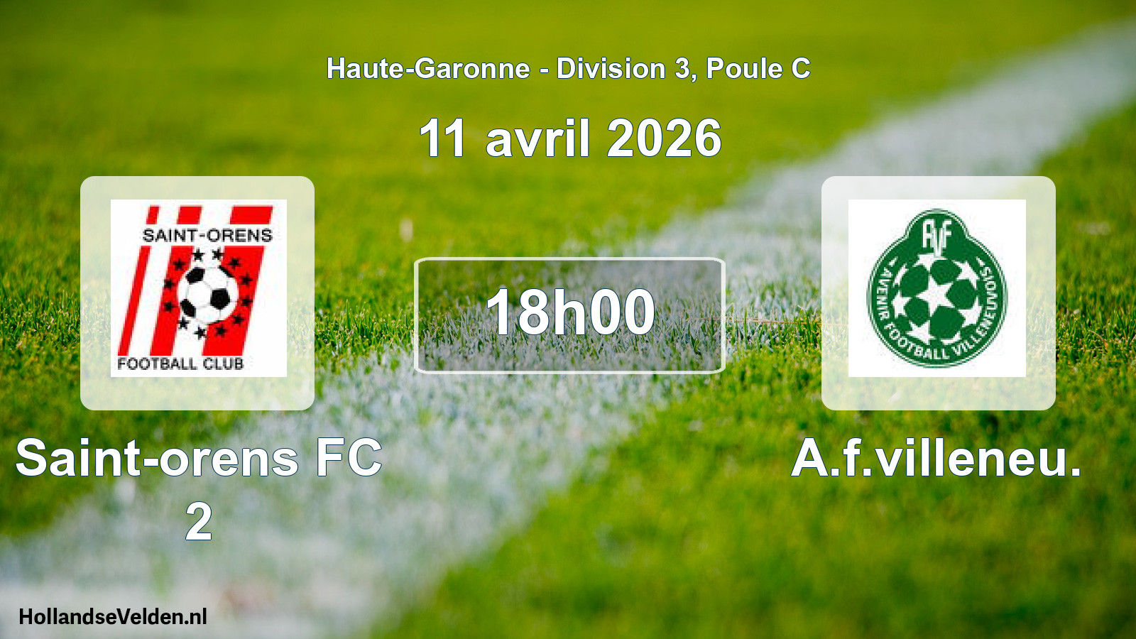 Geplande wedstrijd: Saint-orens FC 2 - A.f.villeneu. (11 april 2026)