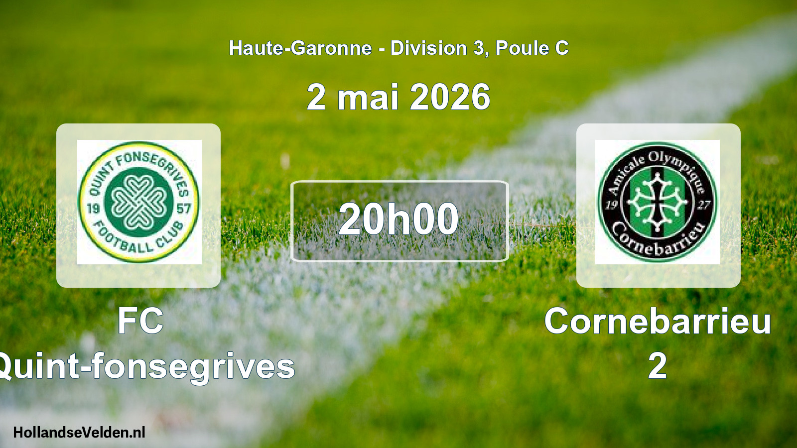Match programmé: FC Quint-fonsegrives - Cornebarrieu 2 (2 mai 2026)