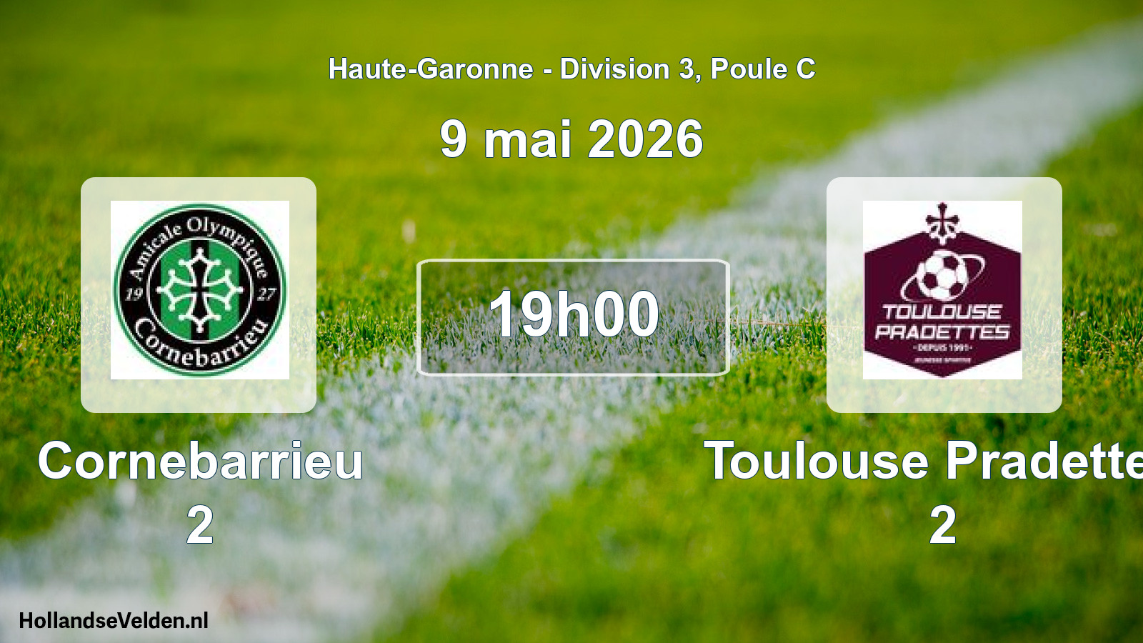 Match programmé: Cornebarrieu 2 - Toulouse Pradettes 2 (9 mai 2026)