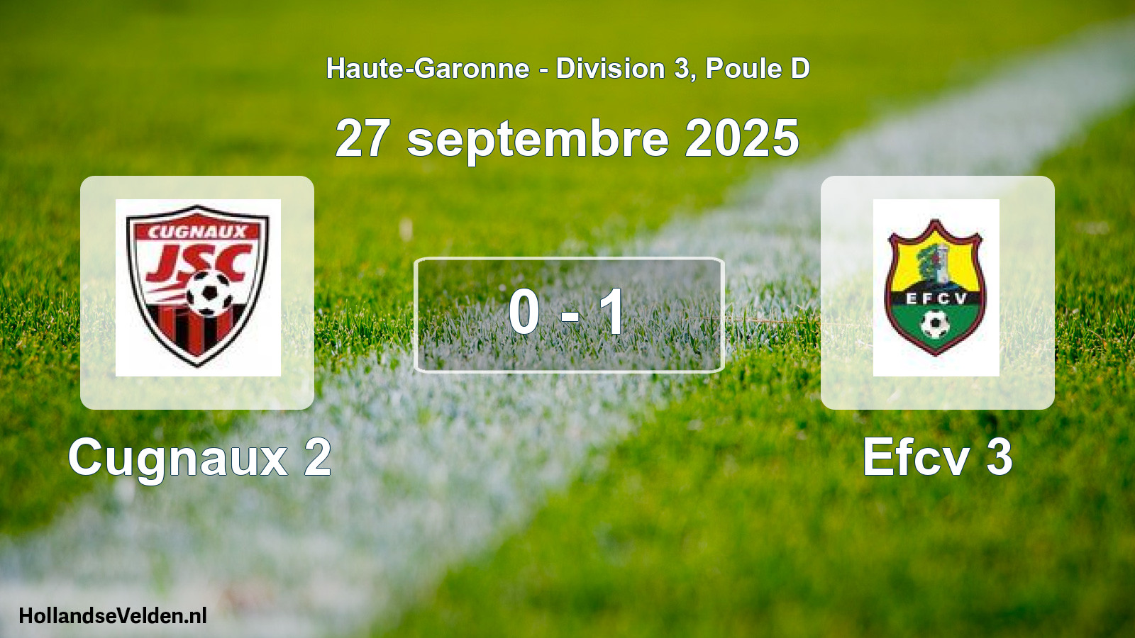 Match joué: Cugnaux 2 - Efcv 3 0 - 1 (27 septembre 2025)