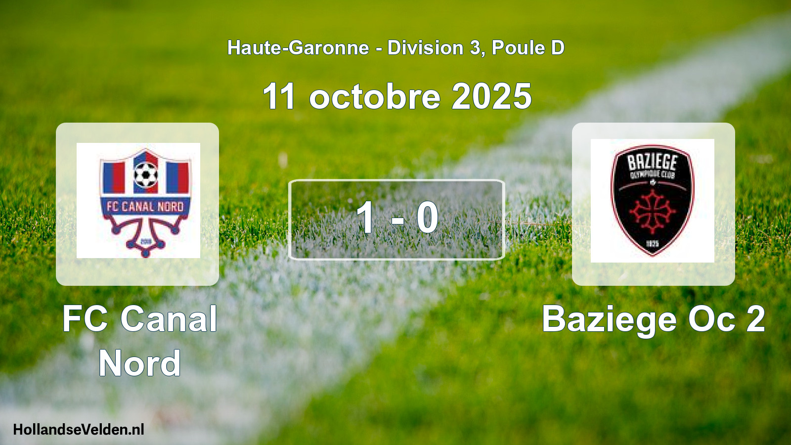 Match joué: FC Canal Nord - Baziege Oc 2 1 - 0 (11 octobre 2025)