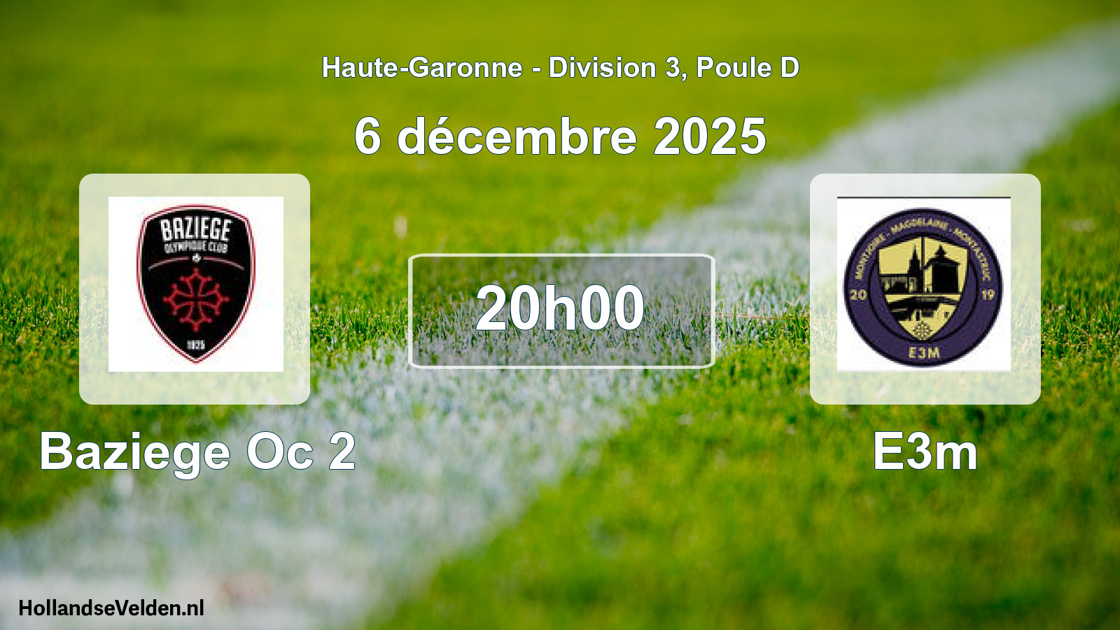 Match programmé: Baziege Oc 2 - E3m (6 décembre 2025)