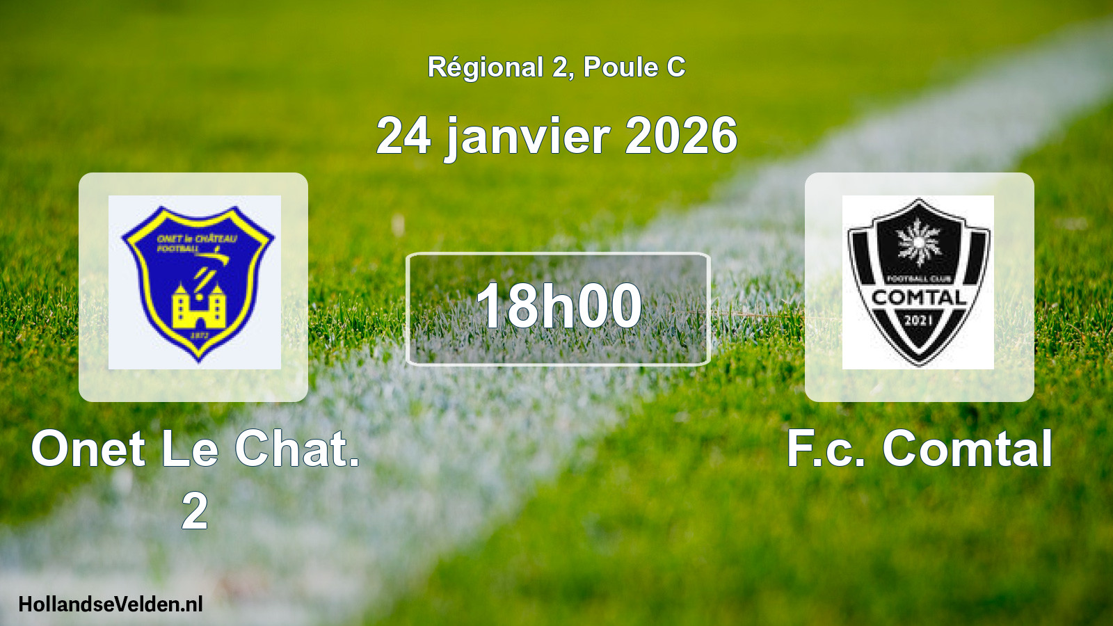 Geplande wedstrijd: Onet Le Chat. 2 - F.c. Comtal (24 janvier 2026)