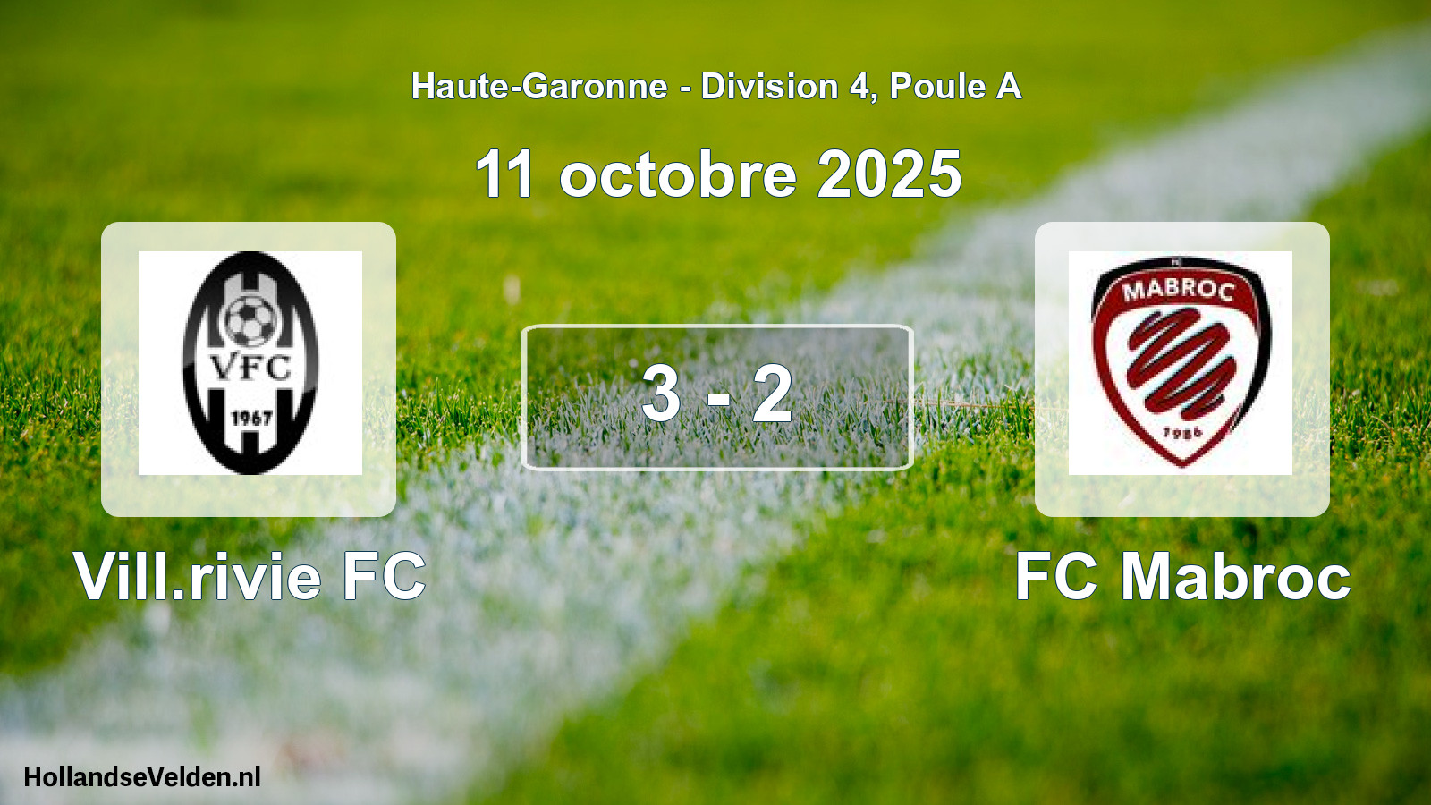 Total number of matches played: Vill.rivie FC - FC Mabroc 3 - 2 (11 October 2025)