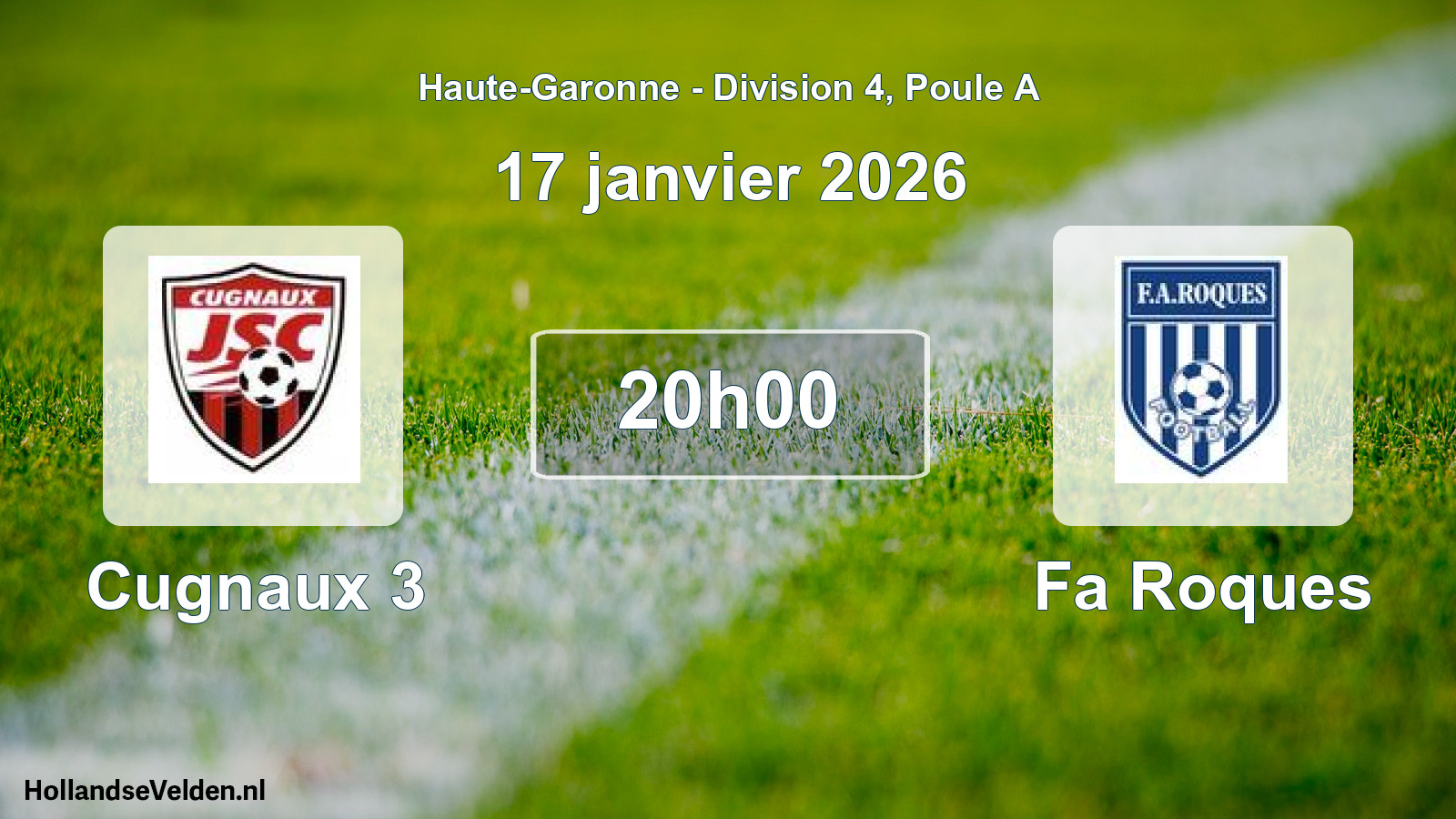 Match programmé: Cugnaux 3 - Fa Roques (17 janvier 2026)