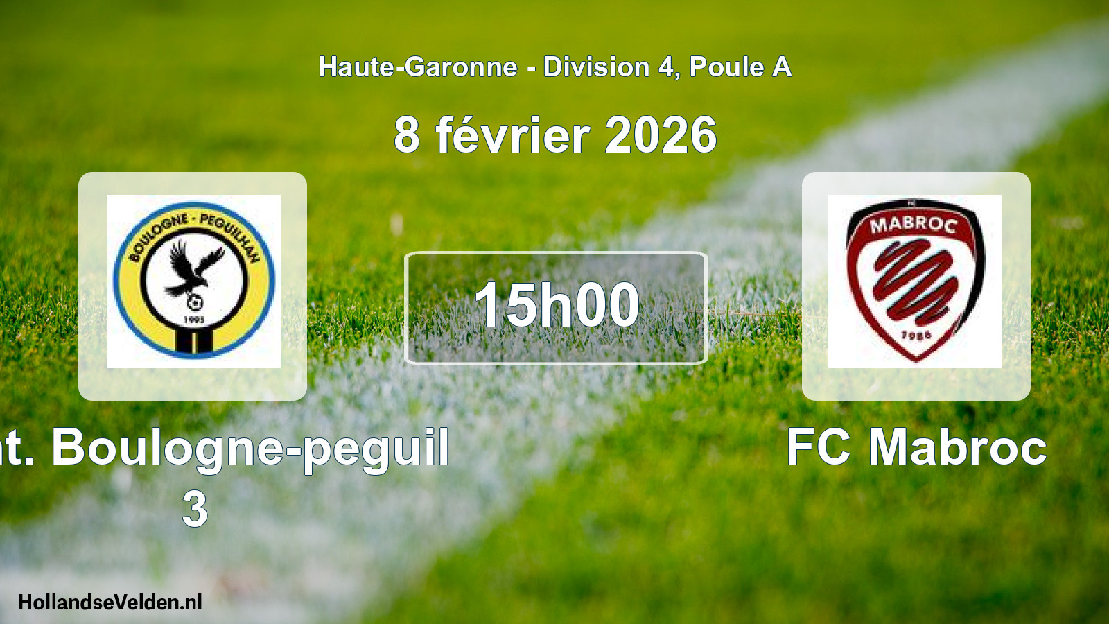 Scheduled Match: Ent. Boulogne-peguil 3 - FC Mabroc (8 February 2026)