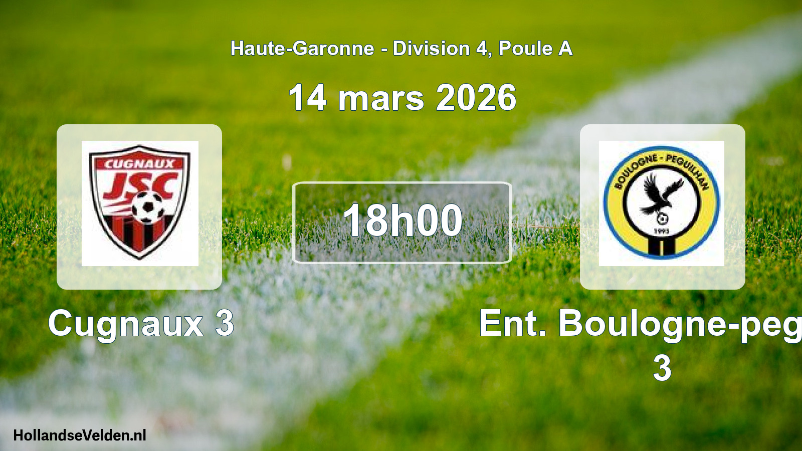 Match programmé: Cugnaux 3 - Ent. Boulogne-peguil 3 (14 mars 2026)