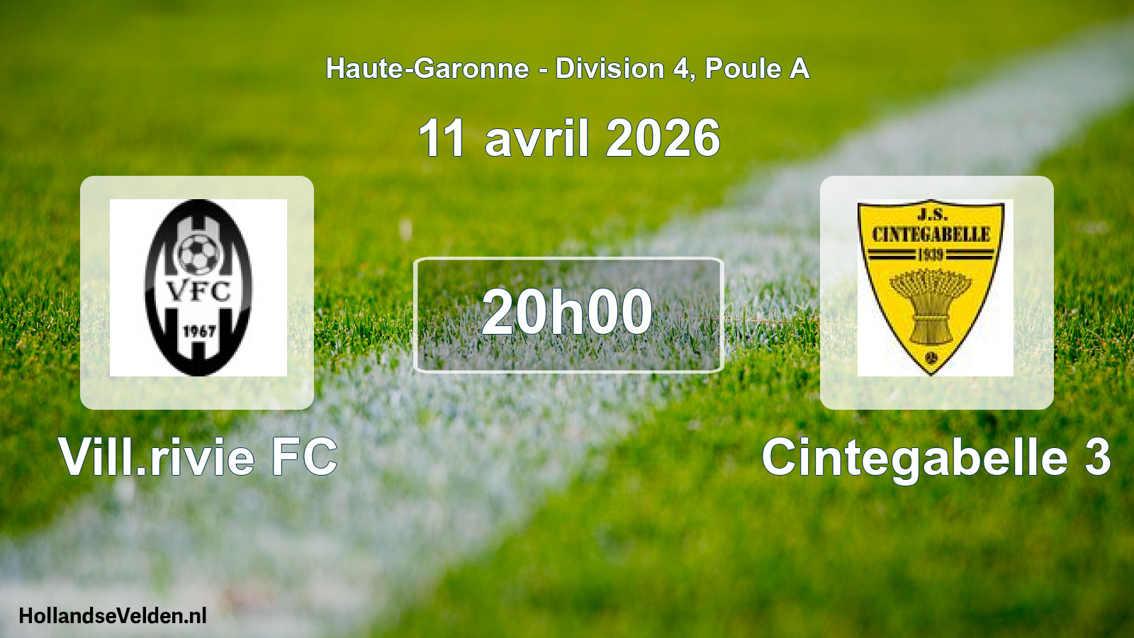 Match programmé: Vill.rivie FC - Cintegabelle 3 (11 avril 2026)