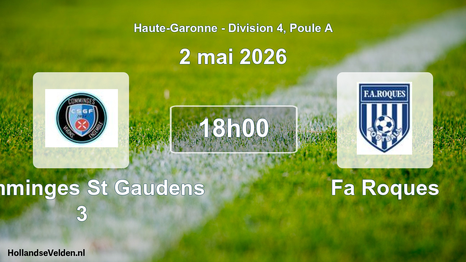 Match programmé: Comminges St Gaudens 3 - Fa Roques (2 mai 2026)