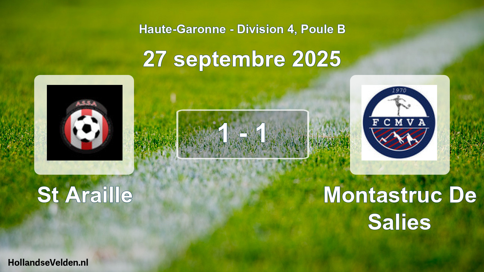 Gespeelde wedstrijd: St Araille - Montastruc De Salies 1 - 1 (27 september 2025)
