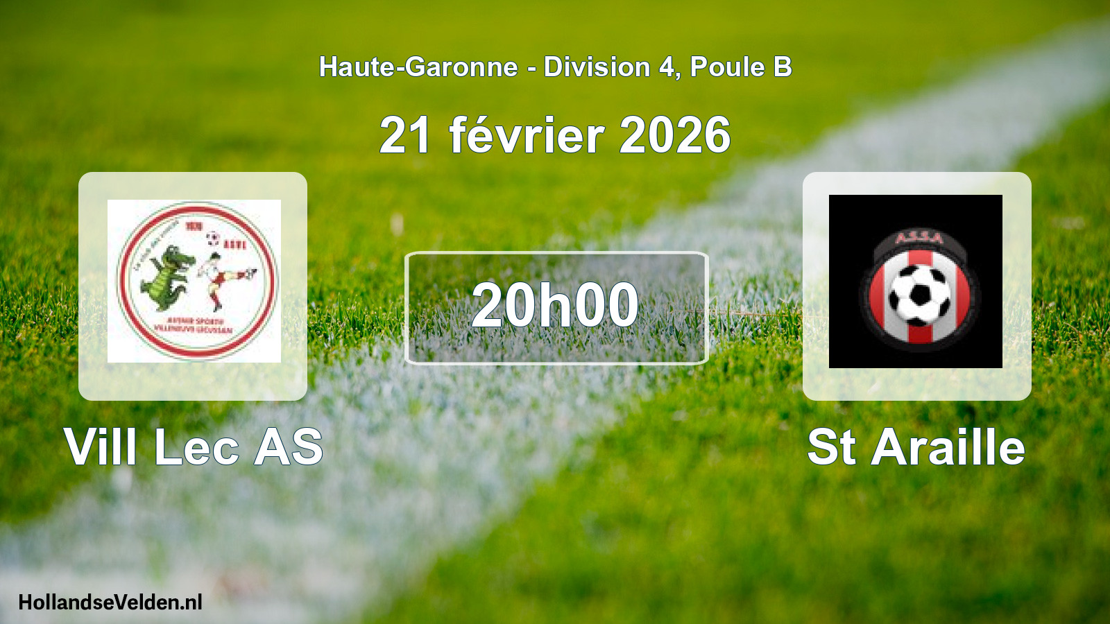 Match programmé: Vill Lec AS - St Araille (21 février 2026)