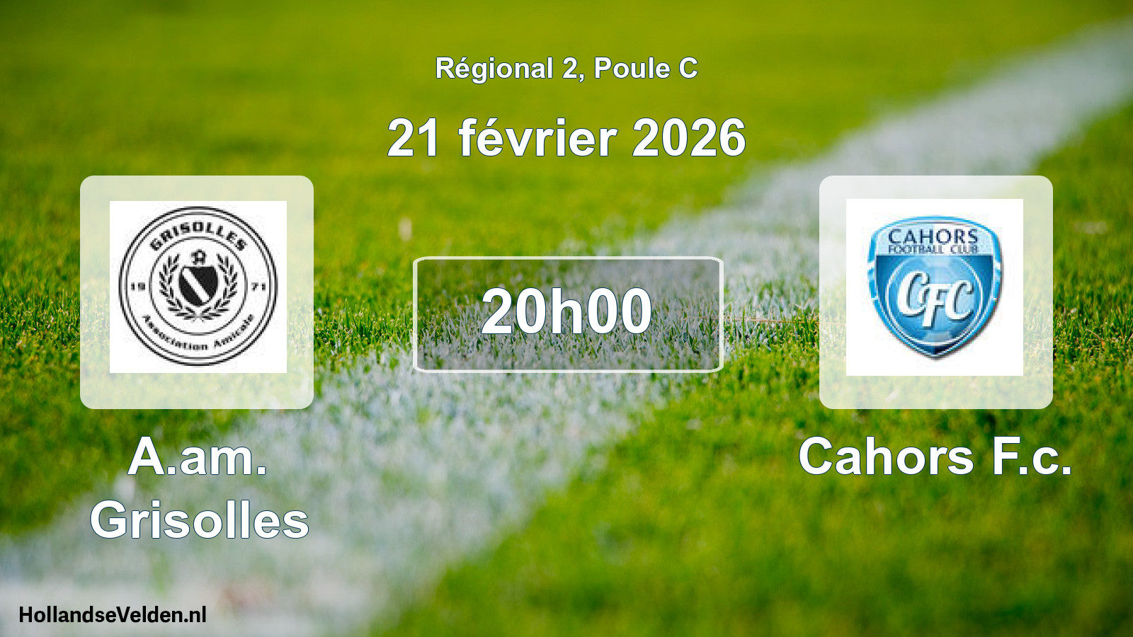 Geplande wedstrijd: A.am. Grisolles - Cahors F.c. (21 février 2026)