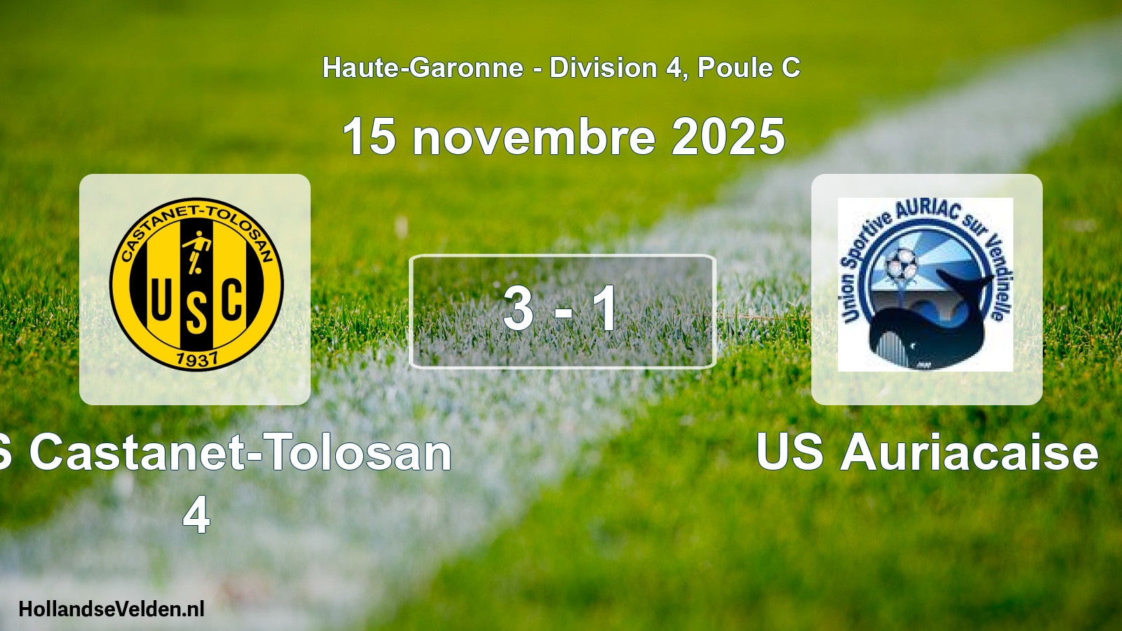 Gespeelde wedstrijd: US Castanet-Tolosan 4 - US Auriacaise 3 - 1 (15 november 2025)