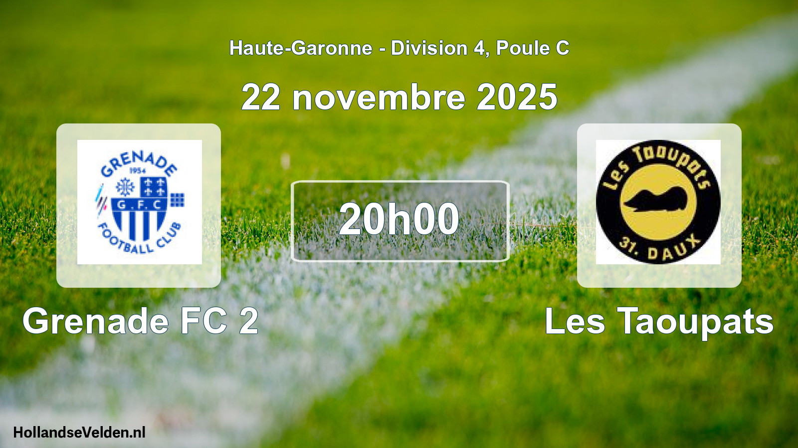 Match programmé: Grenade FC 2 - Les Taoupats (22 novembre 2025)