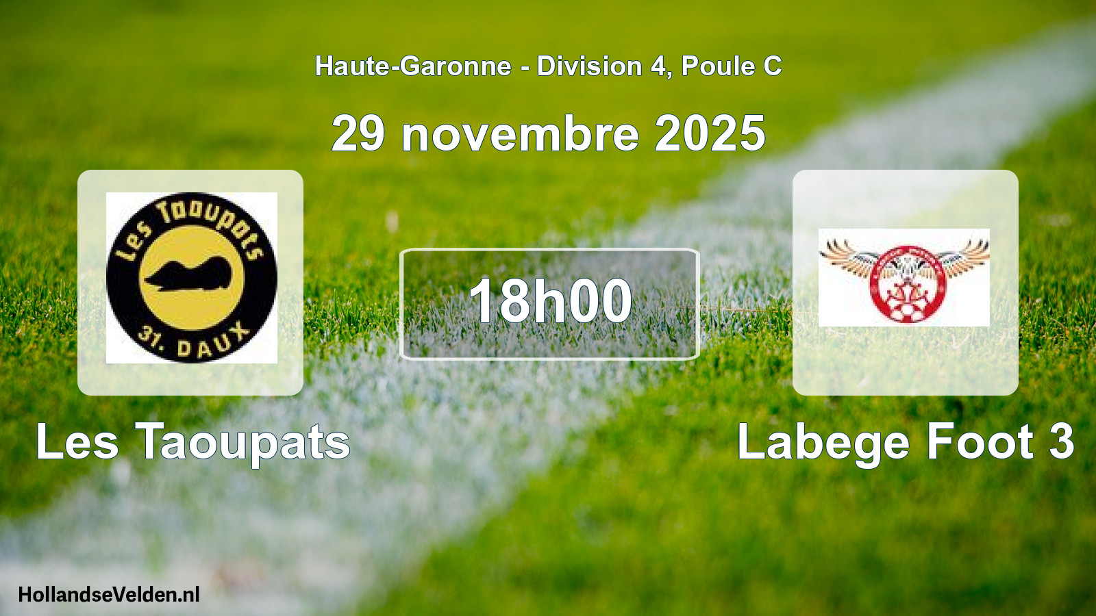 Geplande wedstrijd: Les Taoupats - Labege Foot 3 (29 november 2025)