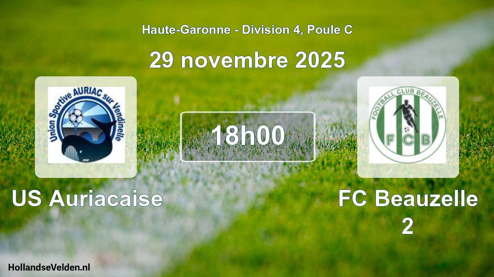 Match programmé: US Auriacaise - FC Beauzelle 2 (29 novembre 2025)