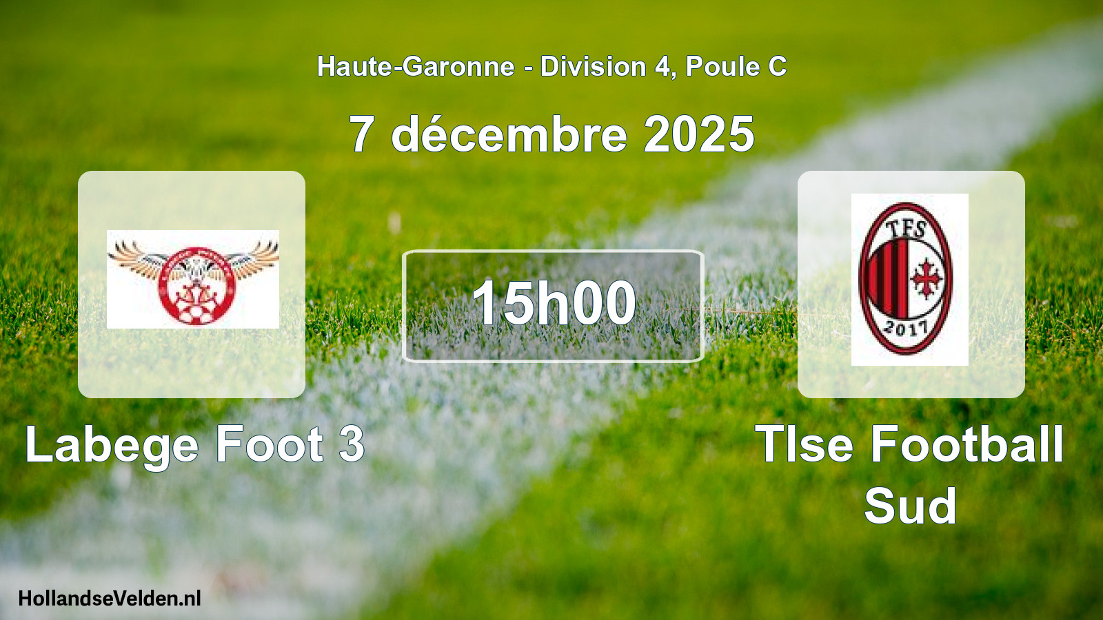 Match programmé: Labege Foot 3 - Tlse Football Sud (7 décembre 2025)