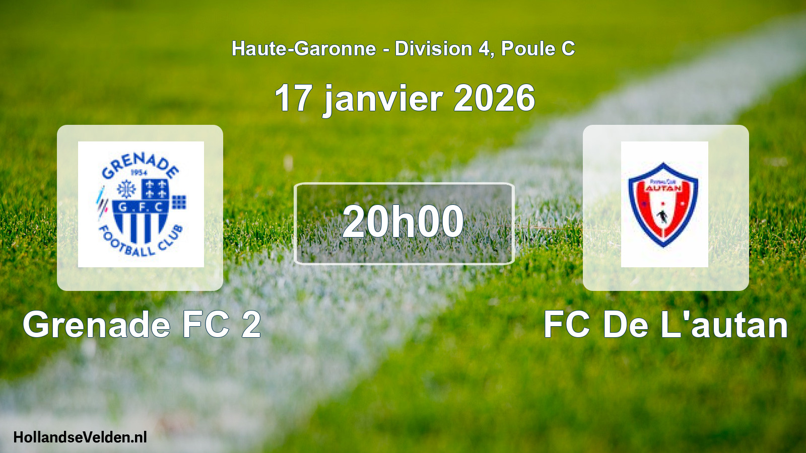 Match programmé: Grenade FC 2 - FC De L'autan (17 janvier 2026)