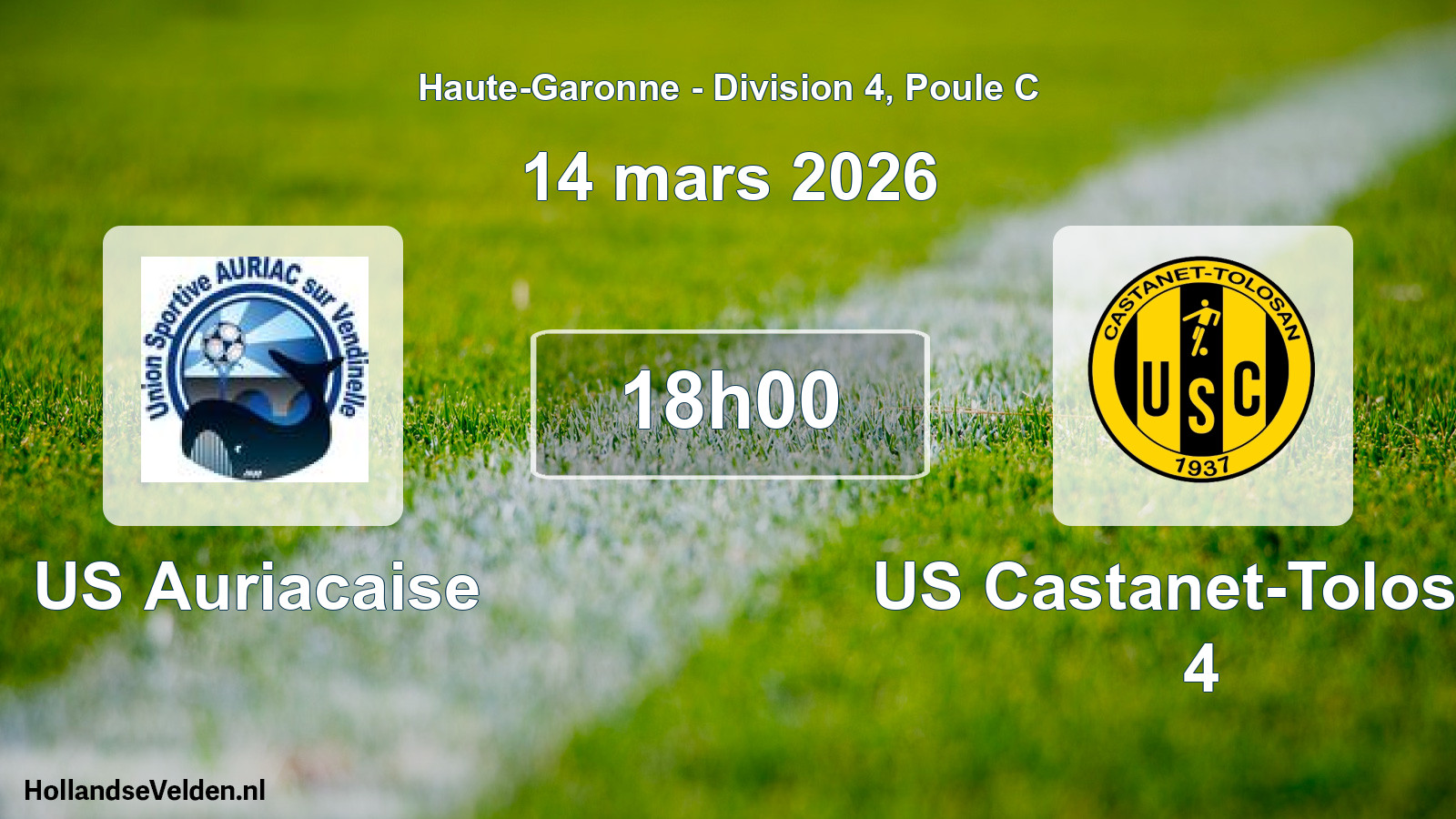 Match programmé: US Auriacaise - US Castanet-Tolosan 4 (14 mars 2026)