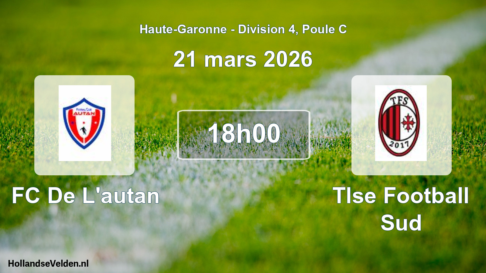 Match programmé: FC De L'autan - Tlse Football Sud (21 mars 2026)
