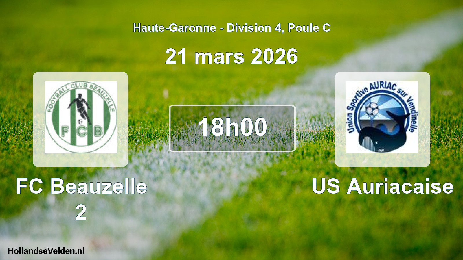 Match programmé: FC Beauzelle 2 - US Auriacaise (21 mars 2026)