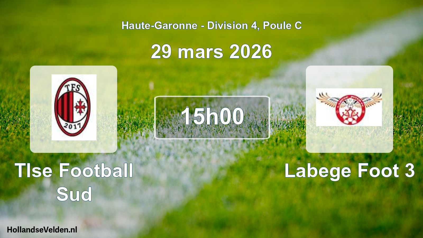 Match programmé: Tlse Football Sud - Labege Foot 3 (29 mars 2026)