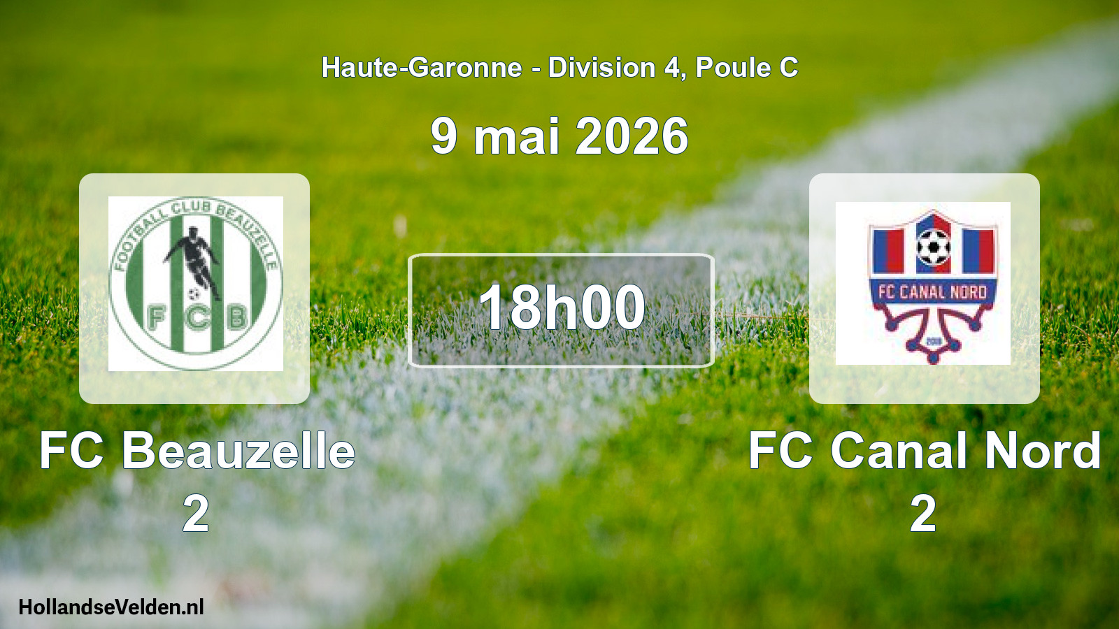 Match programmé: FC Beauzelle 2 - FC Canal Nord 2 (9 mai 2026)
