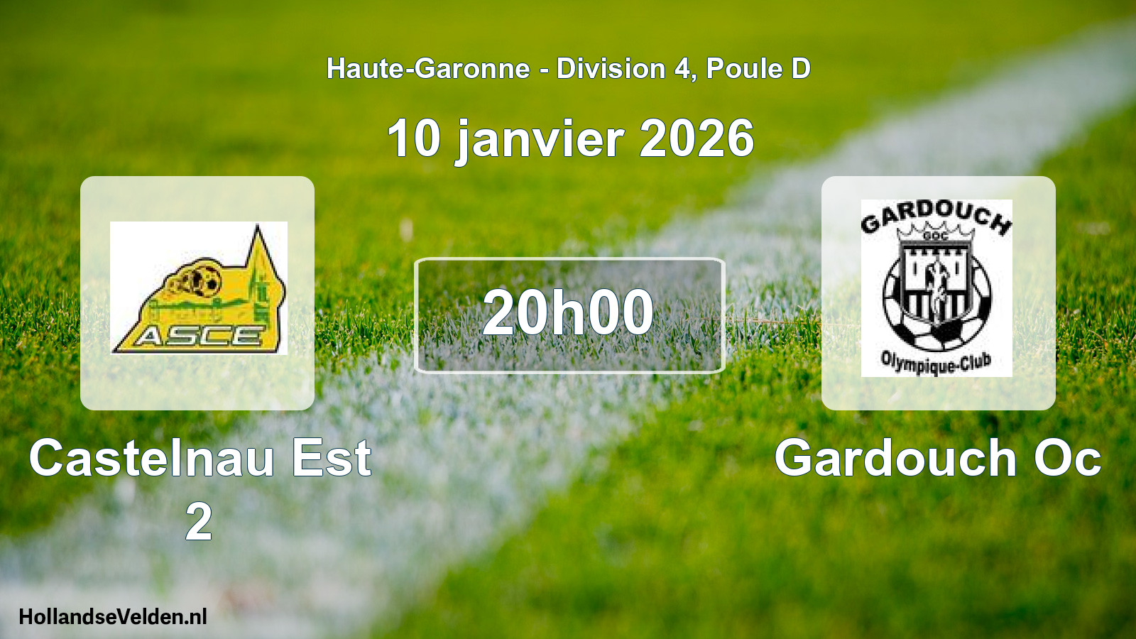 Match programmé: Castelnau Est 2 - Gardouch Oc (10 janvier 2026)