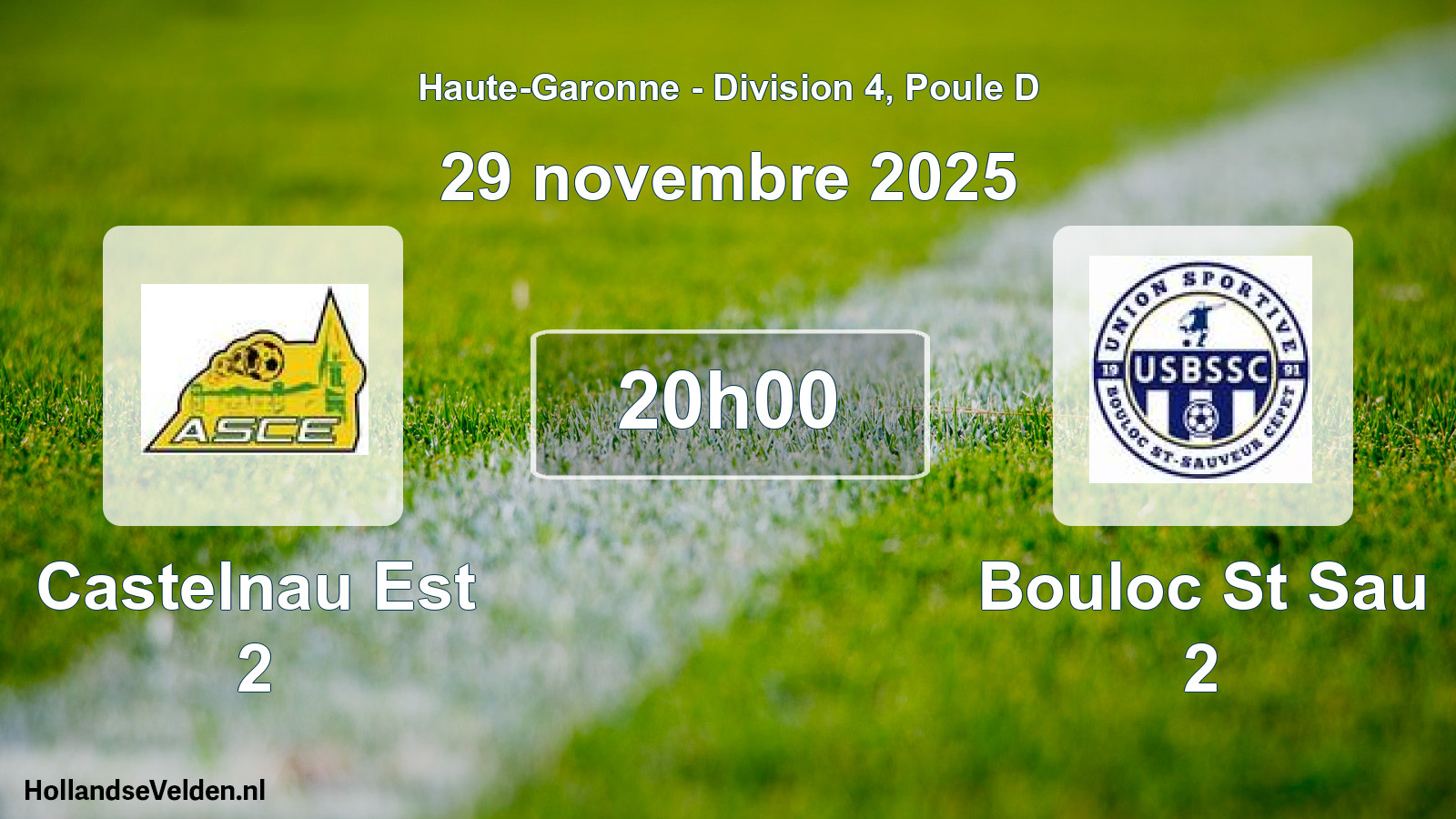 Geplande wedstrijd: Castelnau Est 2 - Bouloc St Sau 2 (29 november 2025)