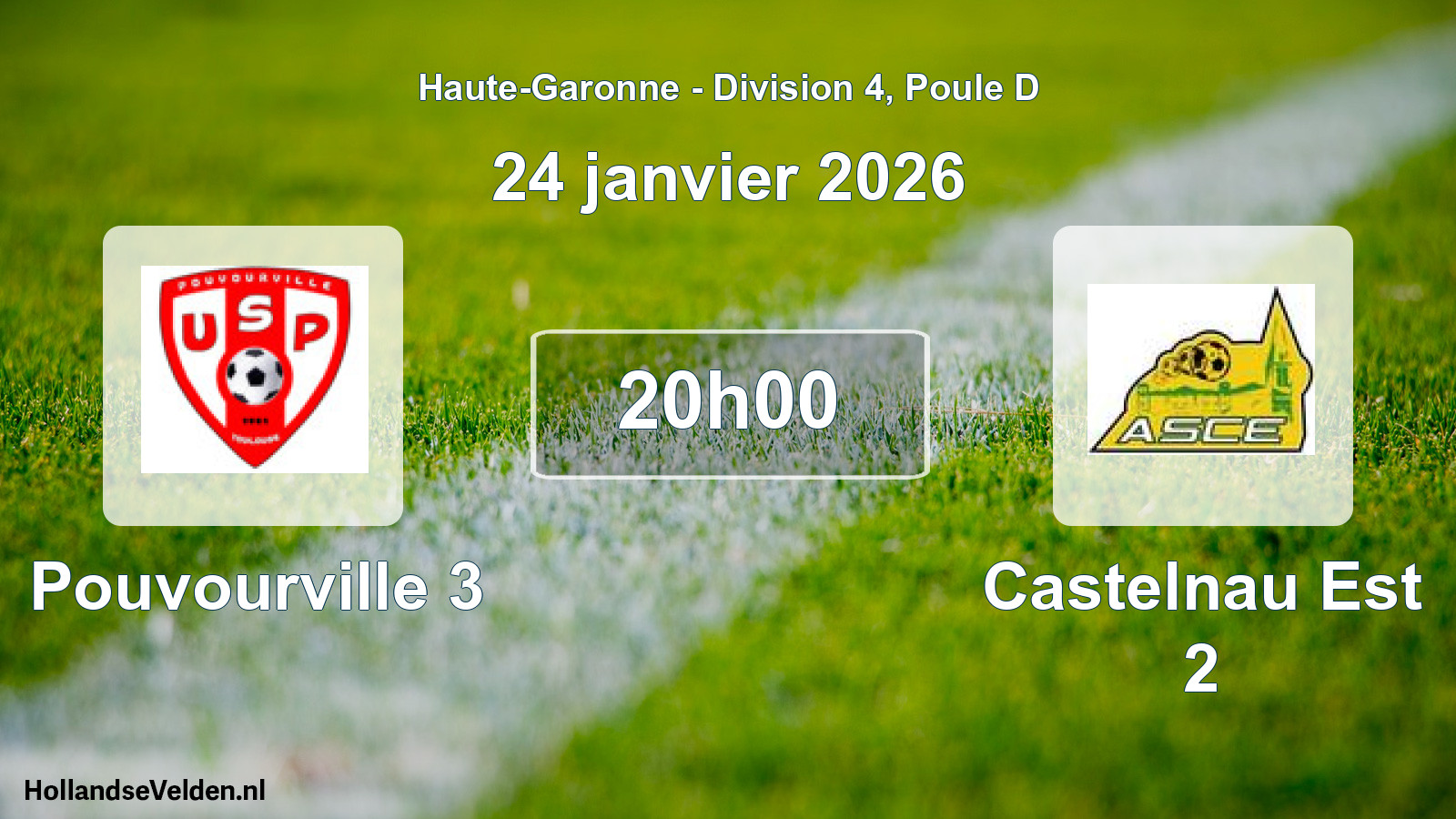 Geplande wedstrijd: Pouvourville 3 - Castelnau Est 2 (24 januari 2026)