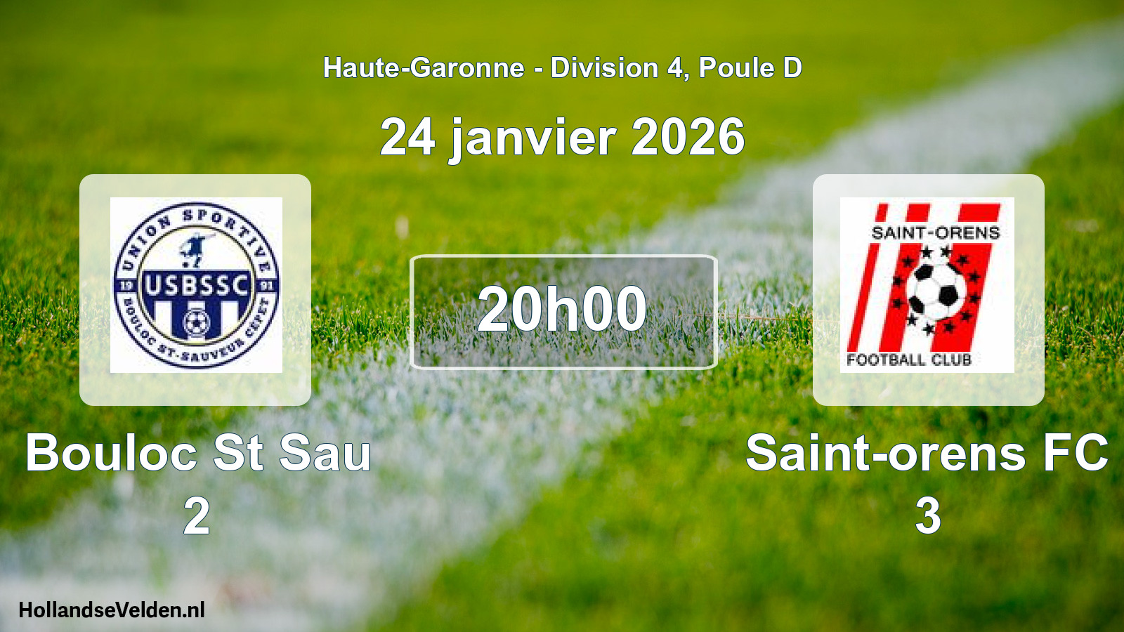 Match programmé: Bouloc St Sau 2 - Saint-orens FC 3 (24 janvier 2026)