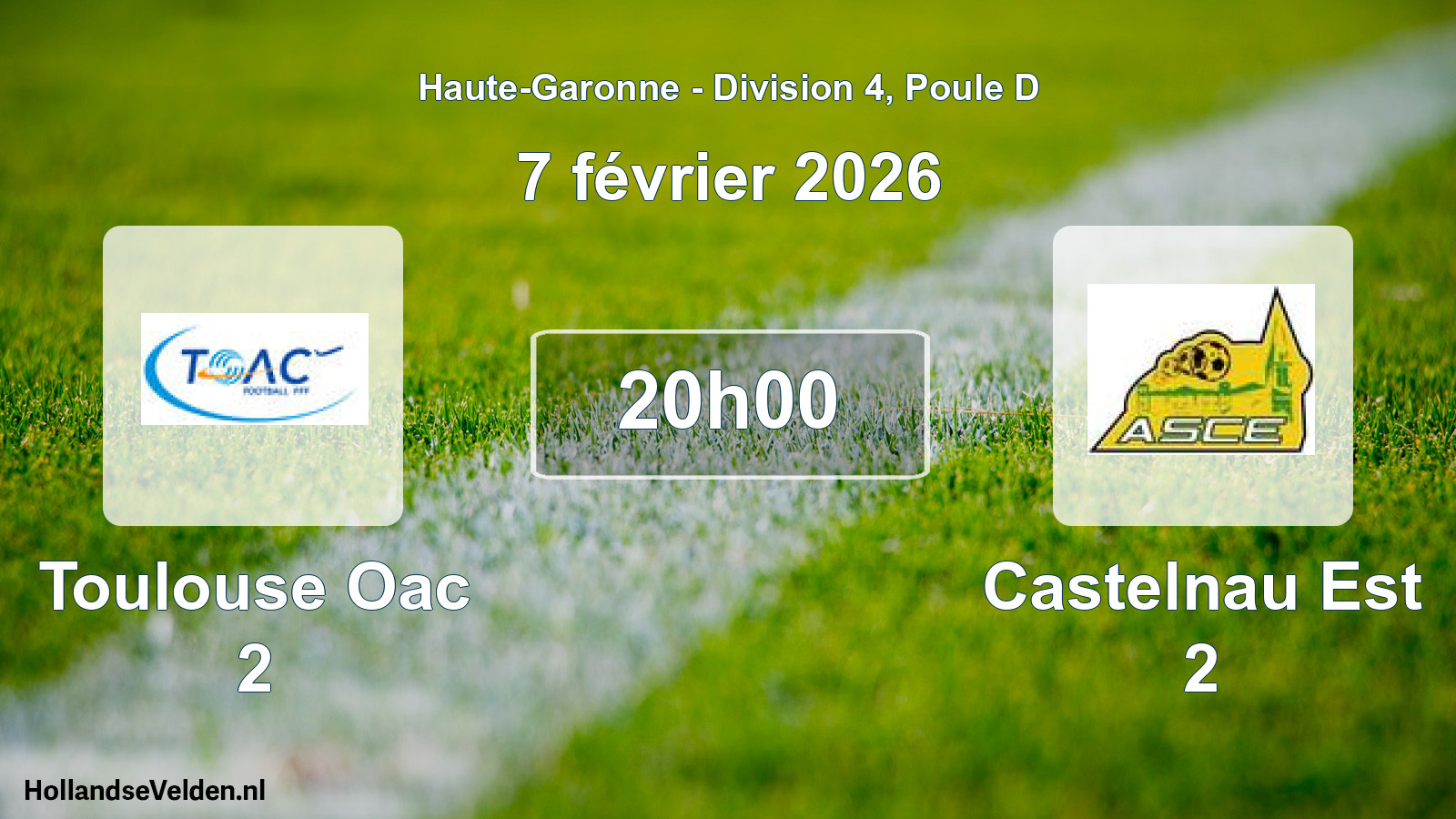 Geplande wedstrijd: Toulouse Oac 2 - Castelnau Est 2 (7 februari 2026)