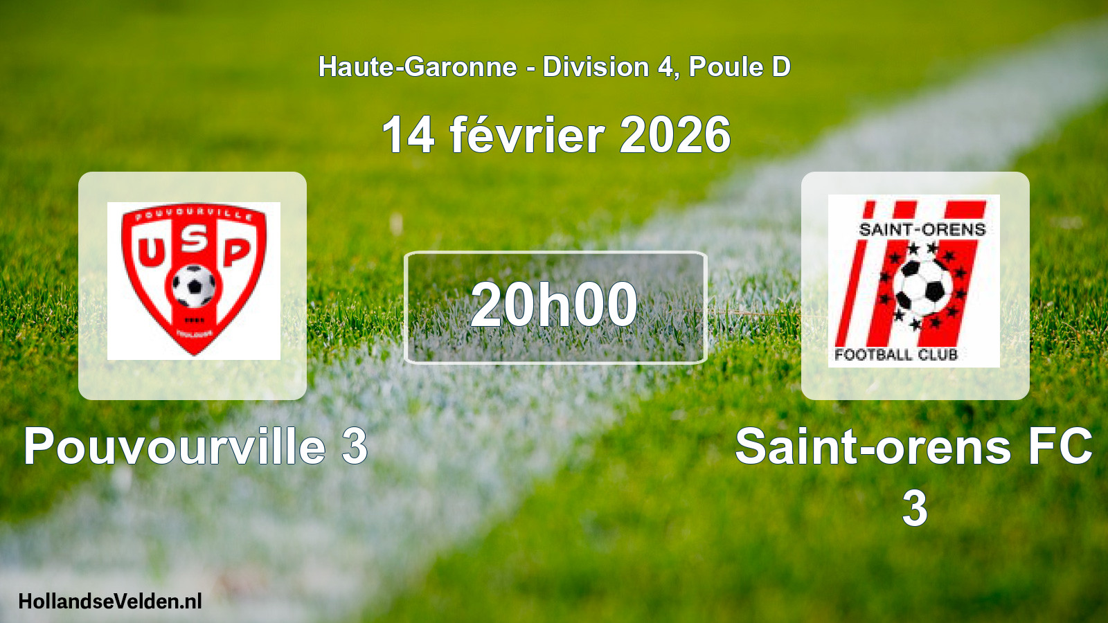 Match programmé: Pouvourville 3 - Saint-orens FC 3 (14 février 2026)