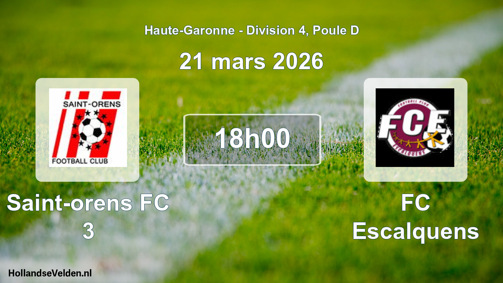 Match programmé: Saint-orens FC 3 - FC Escalquens (21 mars 2026)