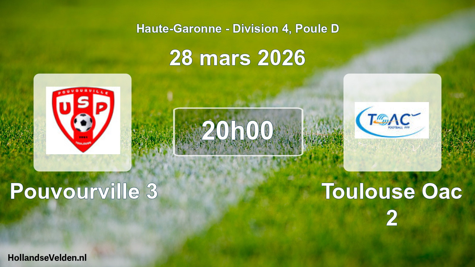 Geplande wedstrijd: Pouvourville 3 - Toulouse Oac 2 (28 maart 2026)