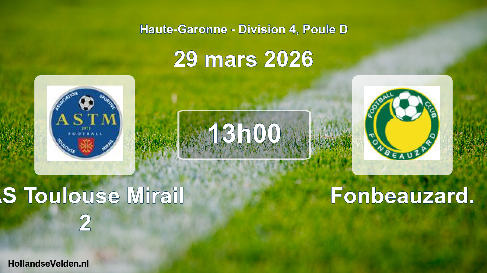 Scheduled Match: AS Toulouse Mirail 2 - Fonbeauzard. (29 March 2026)