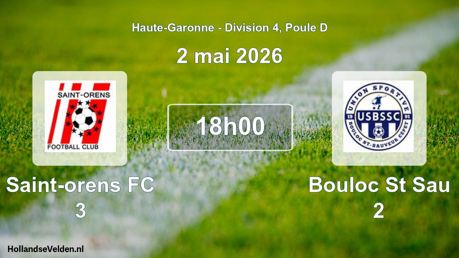 Match programmé: Saint-orens FC 3 - Bouloc St Sau 2 (2 mai 2026)