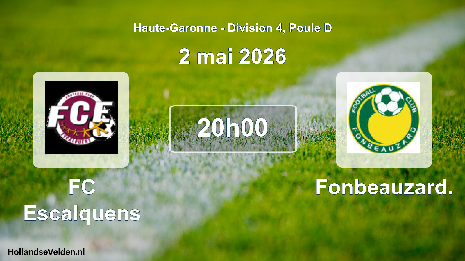 Match programmé: FC Escalquens - Fonbeauzard. (2 mai 2026)