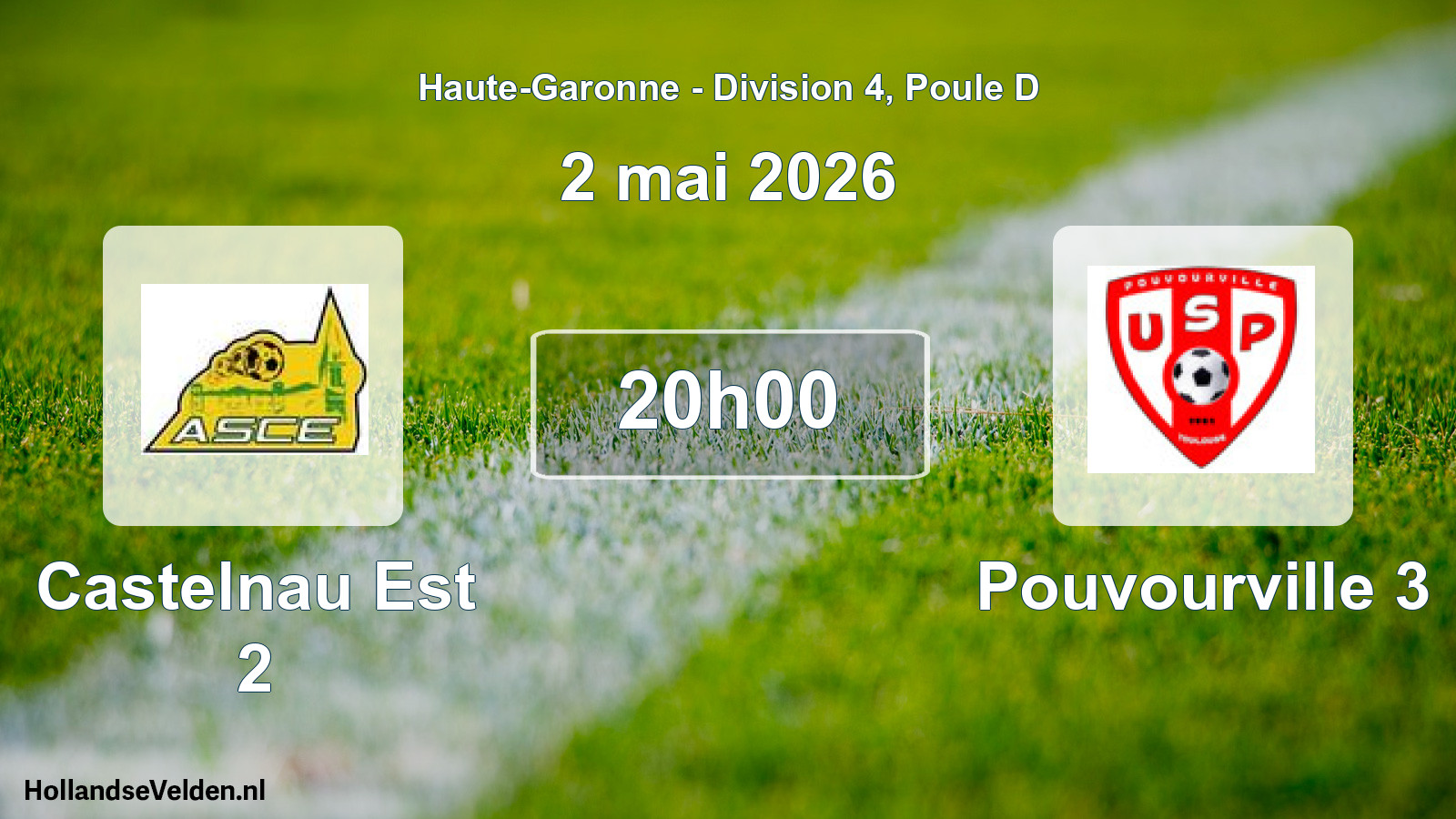Match programmé: Castelnau Est 2 - Pouvourville 3 (2 mai 2026)