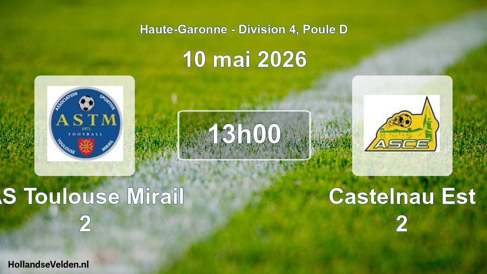 Match programmé: AS Toulouse Mirail 2 - Castelnau Est 2 (10 mai 2026)