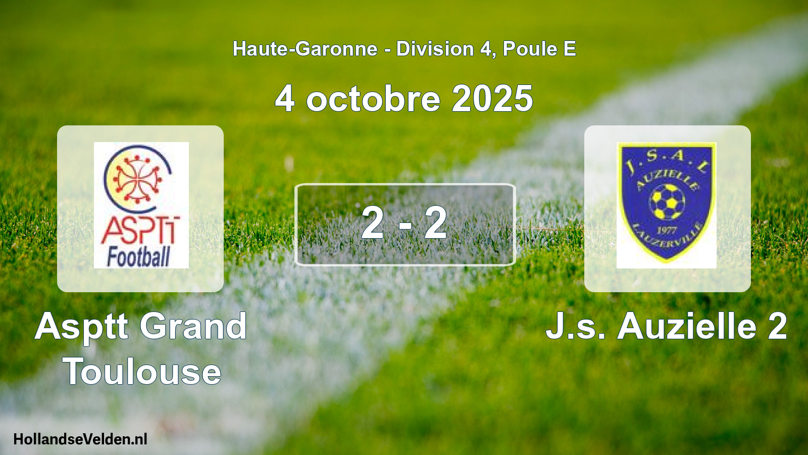 Match joué: Asptt Grand Toulouse - J.s. Auzielle 2 2 - 2 (4 octobre 2025)