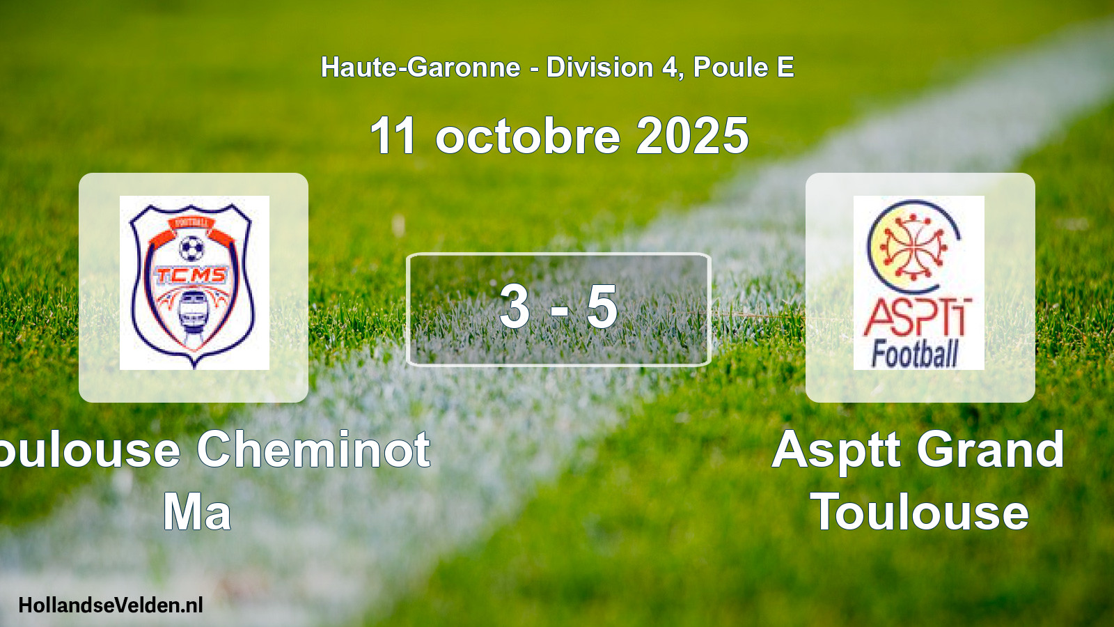 Total number of matches played: Toulouse Cheminot Ma - Asptt Grand Toulouse 3 - 5 (11 October 2025)