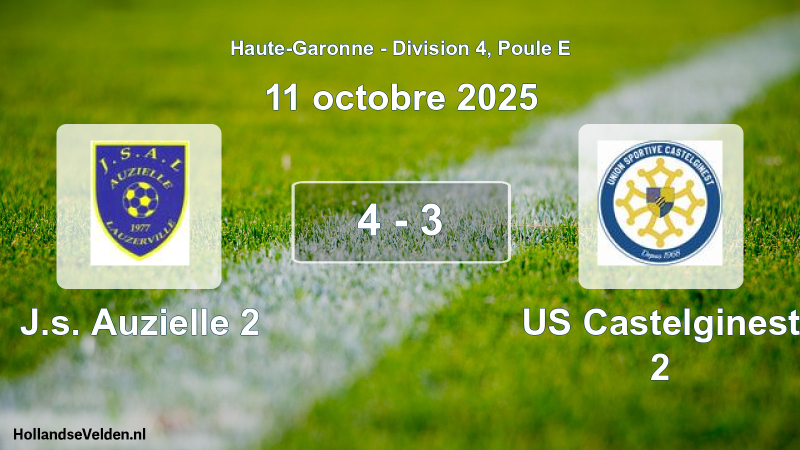 Gespeelde wedstrijd: J.s. Auzielle 2 - US Castelginest 2 4 - 3 (11 oktober 2025)