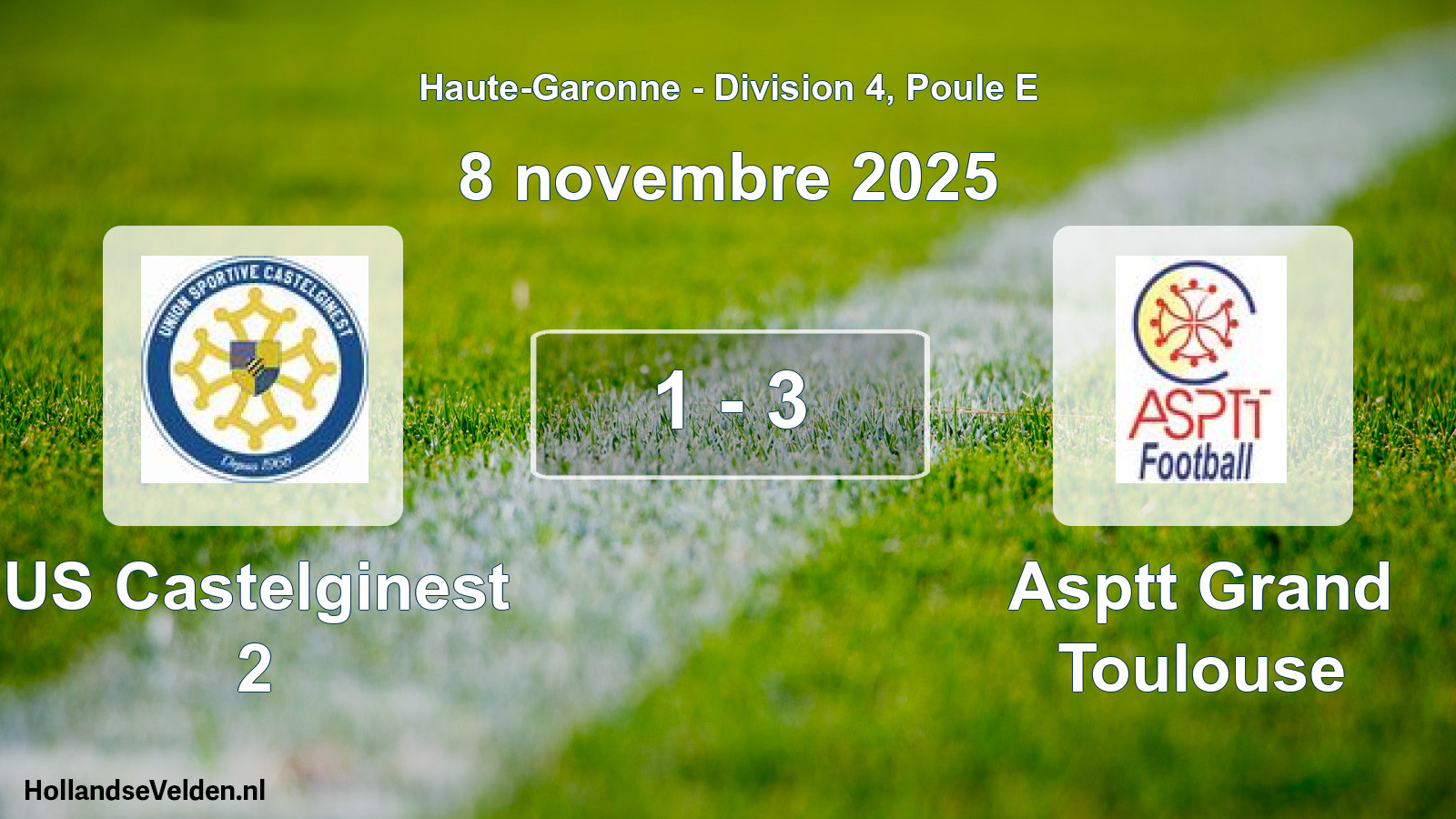Total number of matches played: US Castelginest 2 - Asptt Grand Toulouse 1 - 3 (8 November 2025)