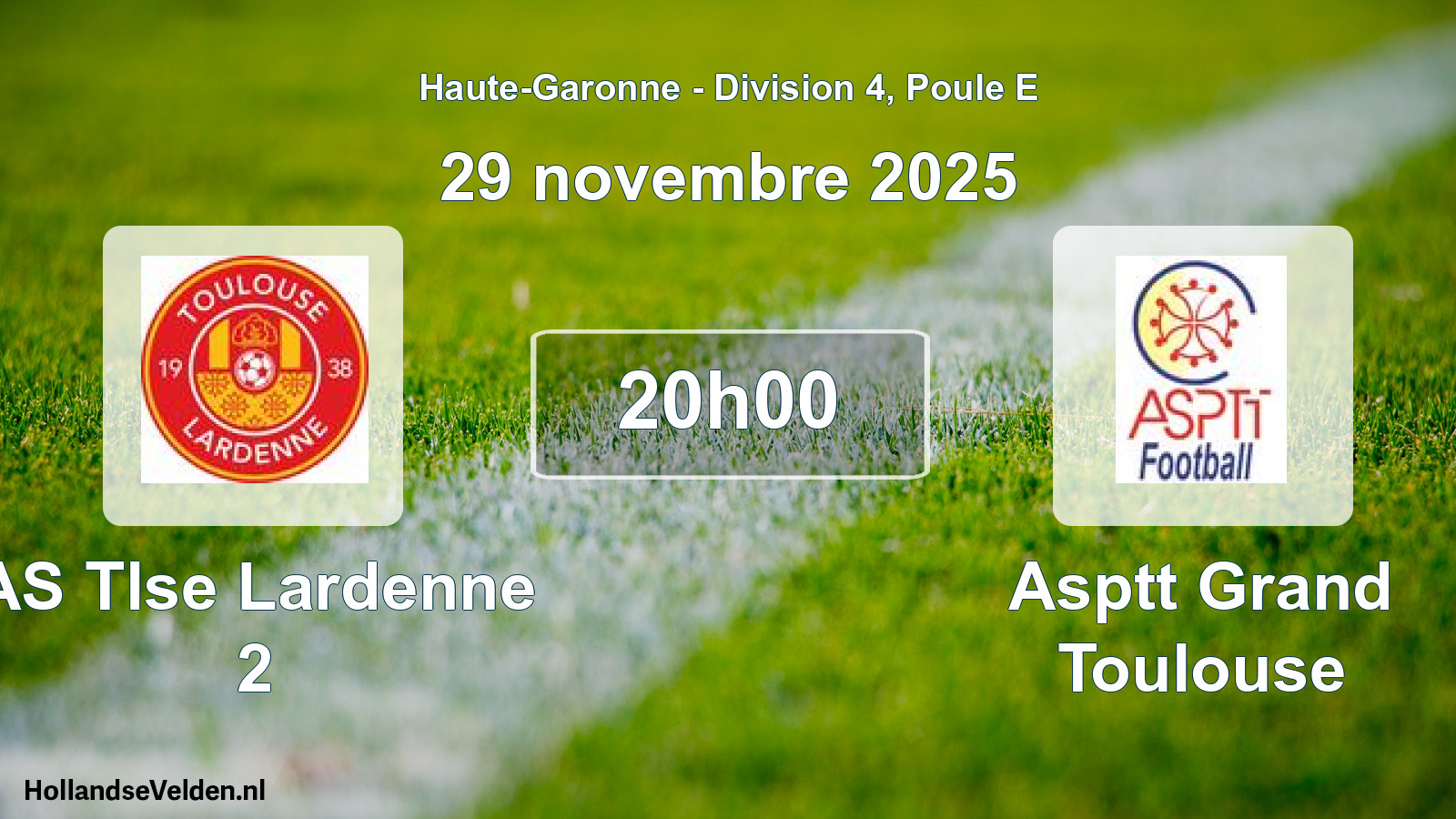 Match programmé: AS Tlse Lardenne 2 - Asptt Grand Toulouse (29 novembre 2025)
