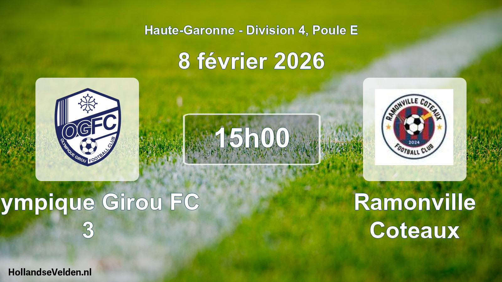 Match programmé: Olympique Girou FC 3 - Ramonville Coteaux (8 février 2026)