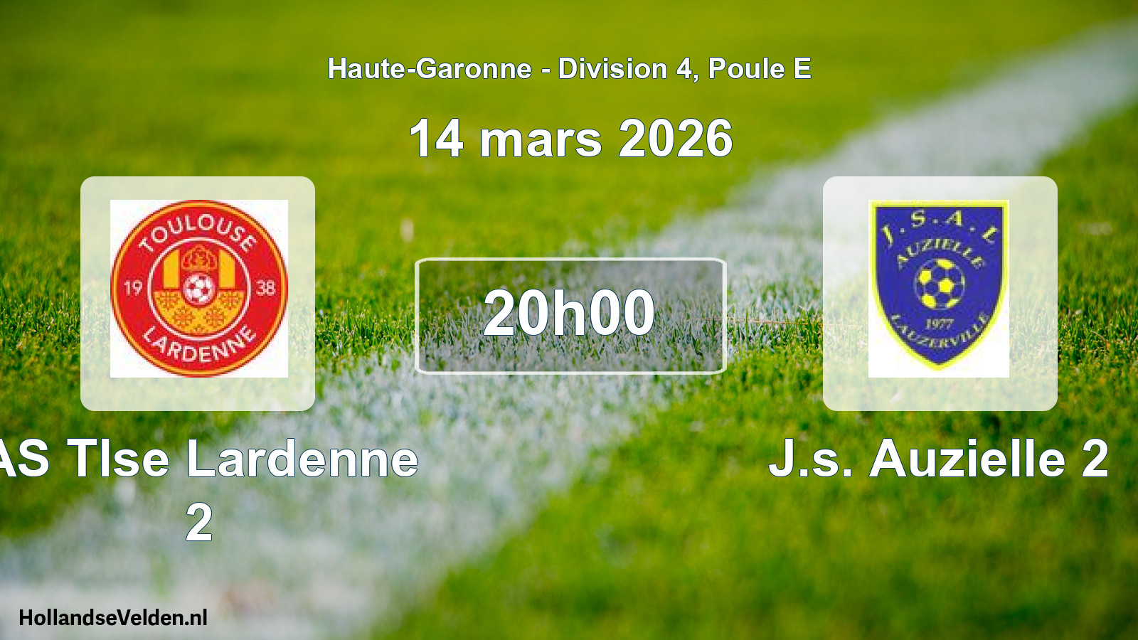 Match programmé: AS Tlse Lardenne 2 - J.s. Auzielle 2 (14 mars 2026)