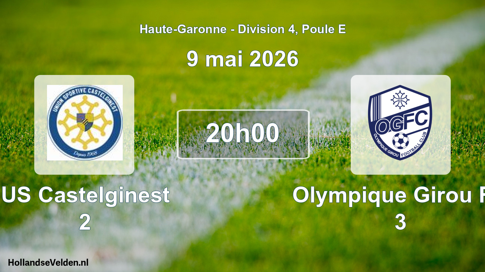 Match programmé: US Castelginest 2 - Olympique Girou FC 3 (9 mai 2026)