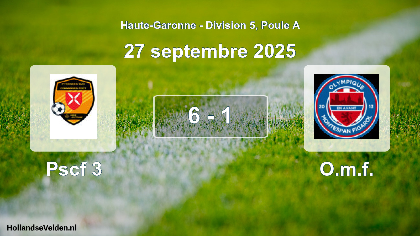 Match joué: Pscf 3 - O.m.f. 6 - 1 (27 septembre 2025)
