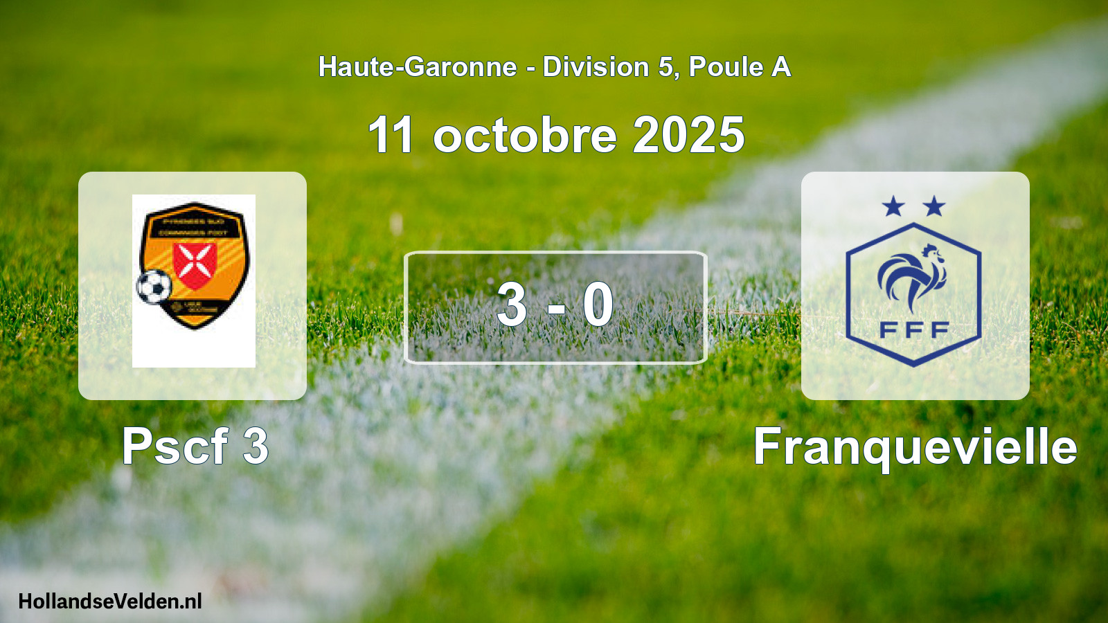 Match joué: Pscf 3 - Franquevielle 3 - 0 (11 octobre 2025)